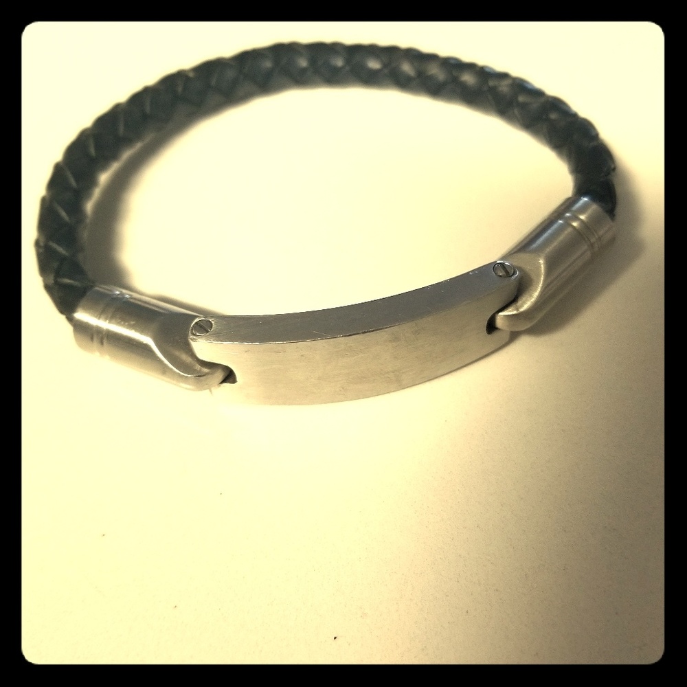 Men Bracelet  leather stainless steel